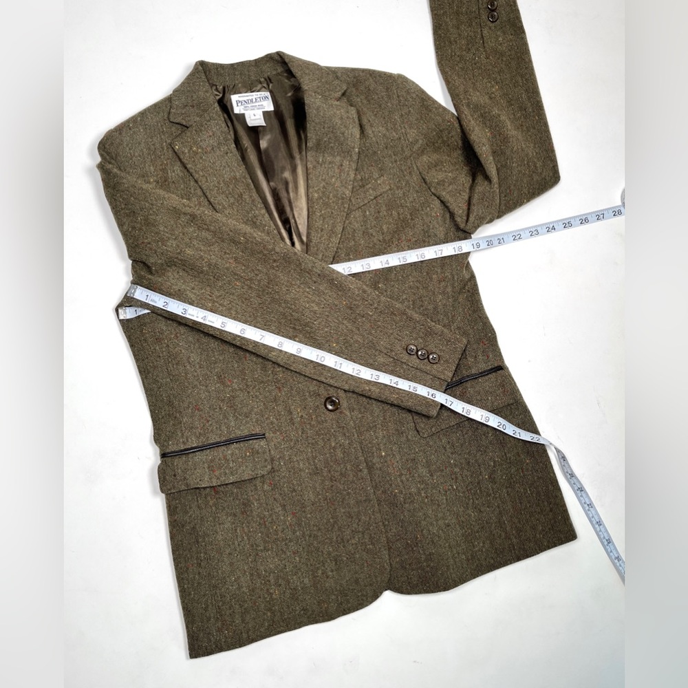 Pendleton 100% Virgin Wool Olive Green Blazer - image 7